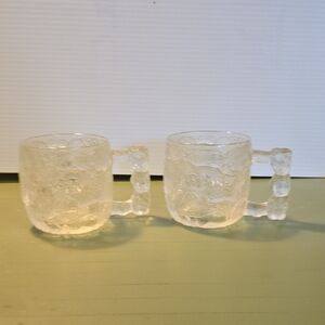 Vintage RocDonalds Flinstones Collectors "Rocky Road" Clear Glass Mugs Set